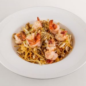 Nouilles sautées au scampis